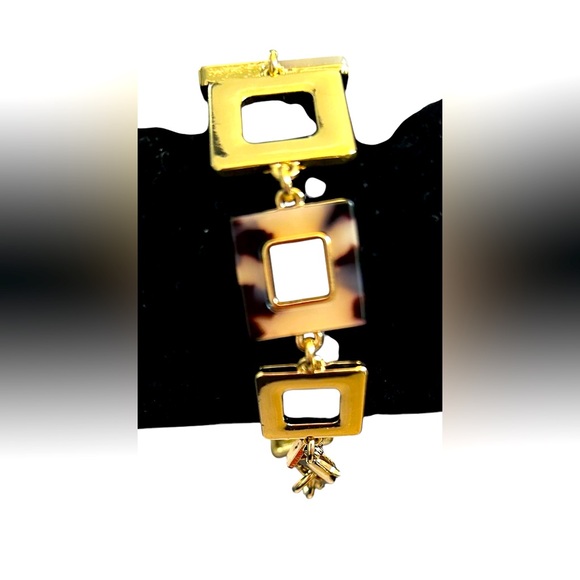 Dana Bachman chain bracelet in gold tone and animal print squares - Picture 2 of 6